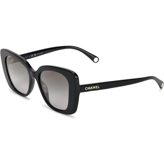 CHANEL Logo Onregelmatige Zonnebril Dames Zwart zwart