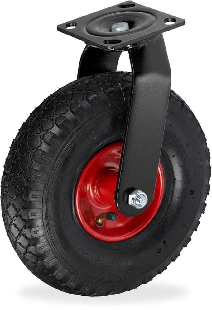 Zwenkwiel - 3.00-4 - zwart - rood - rubber
