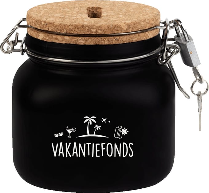 Spaarpot - Vakantie fonds - Glas - 10,5x11x12,5cm
