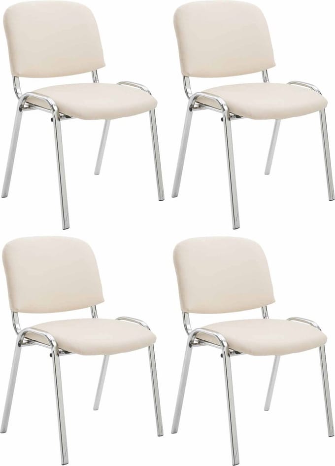 CLP Ken Set van 4 stoelen - Met Chroom - Kunstleer creme