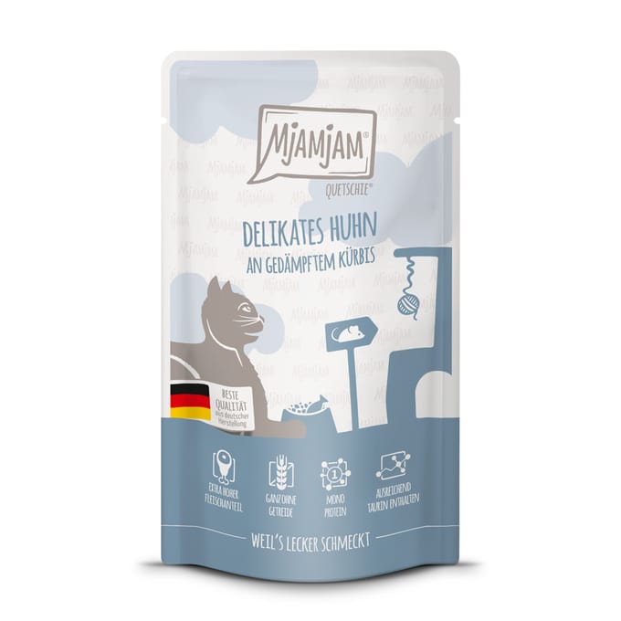 MjAMjAM Cat - Leckere Mahlzeiten Pouchbeutel 12x125g | Huhn & Kürbis