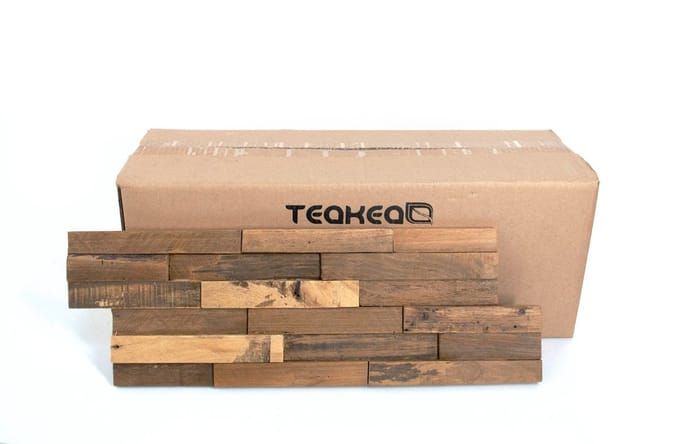 Teakea - Rustic Natural wandpanelen teak - 10 stuks - 3D
