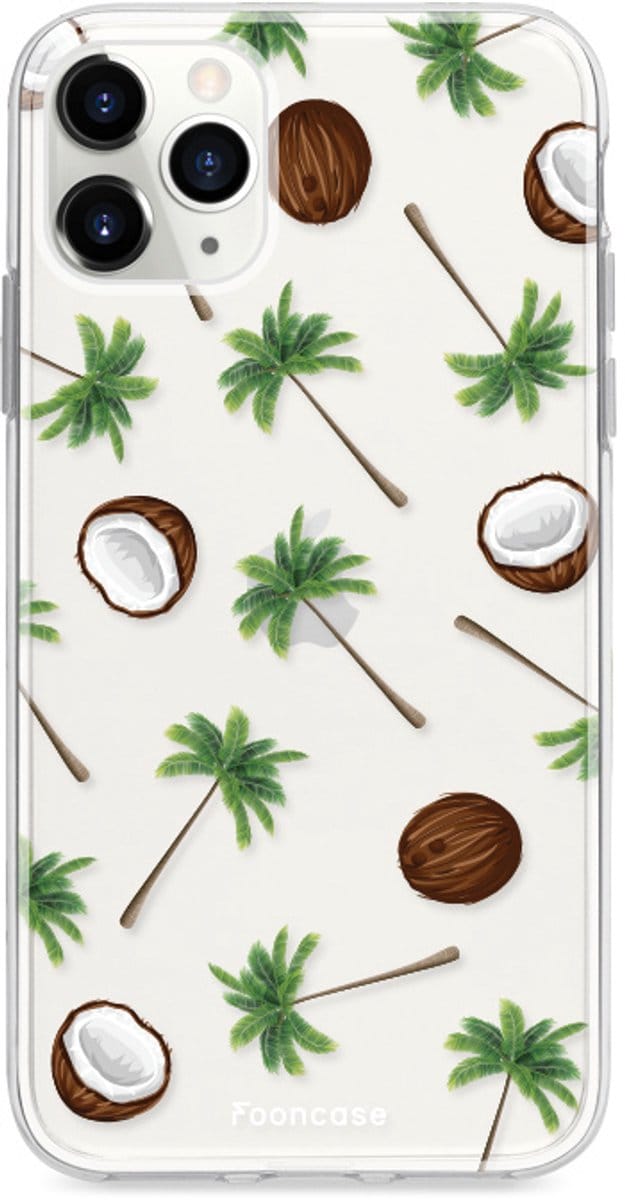 Fooncase Hoesje Geschikt voor iPhone 11 Pro - Shockproof Case - Back Cover / Soft Case - Coco Paradise / Kokosnoot / Palmboom