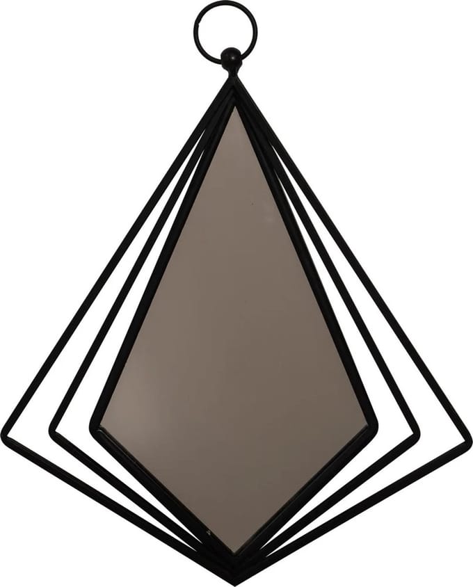 LesliLiving spiegel - Spiegel Diamond metaal zwart 37.5x44x4cm