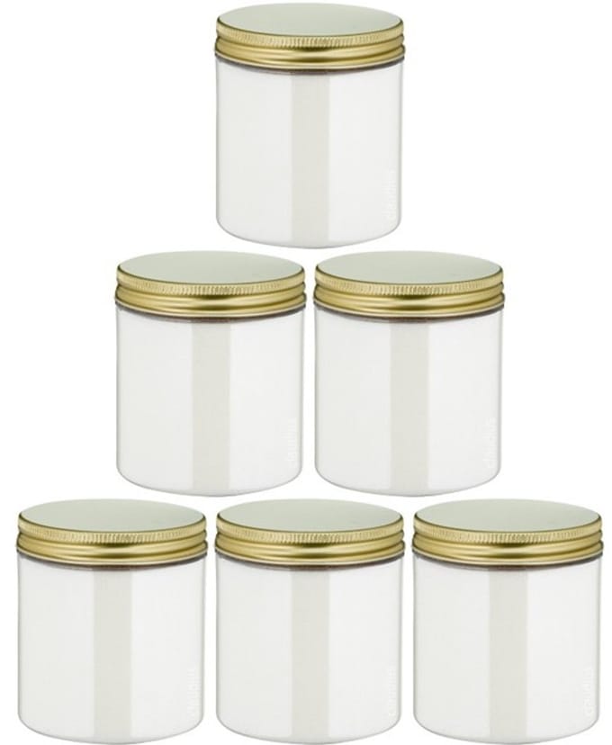 Scrubzout White Lotus - 300 gram - Pot met gouden deksel - set van 6 stuks - Hydraterende Lichaamsscrub