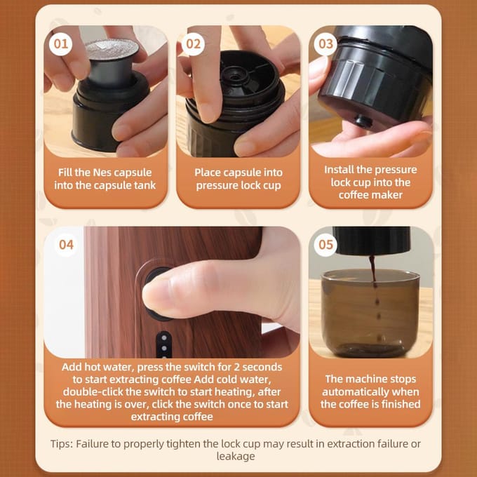 Machine à café expresso électrique portable sans fil chauffante 3 oz Mini cafetière à portion individuelle avec noir
