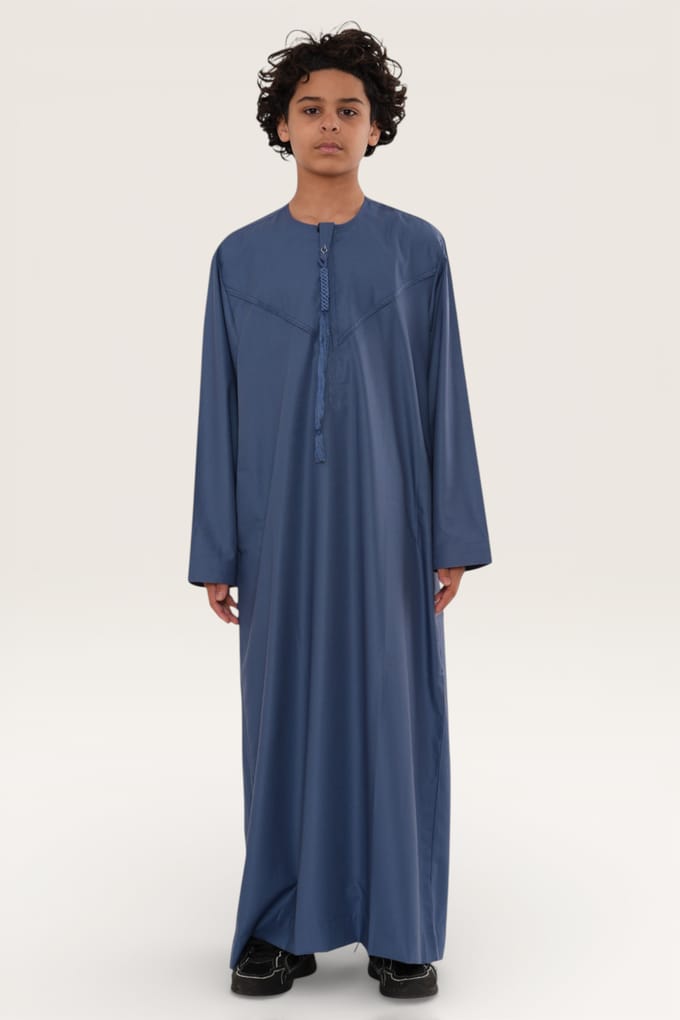 Kinderen jongens blauwe Eid Marokkaanse Jubba Robe Djellaba Ramadan Eid Thobe LFS- K-HM11