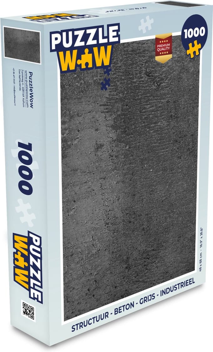 Puzzel Structuur - Beton print - Grijs - Industrieel - Rustiek - Legpuzzel - Puzzel 1000 stukjes volwassenen