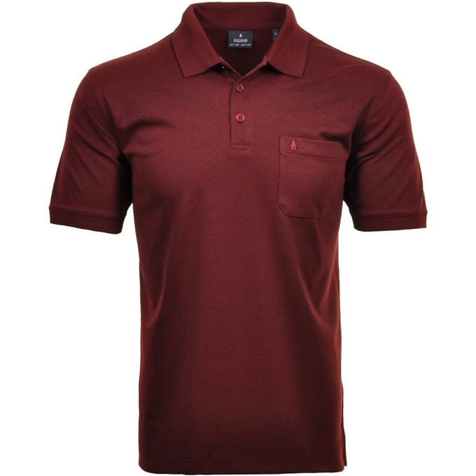 Ragman Softknit Poloshirt Breast Pocket Pima Cotton Mix Rood / male