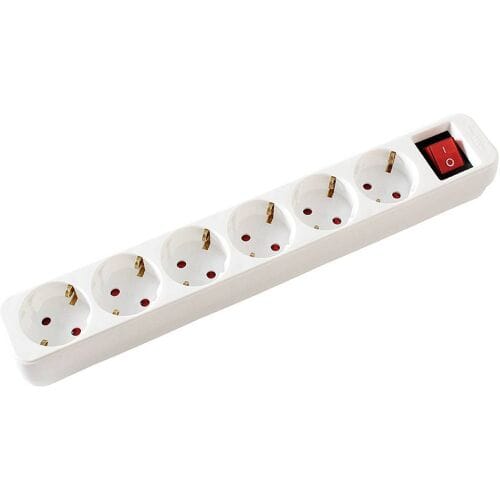 VALUE 6-voudige stekkerdoos met schakelaar, wit, 6 m