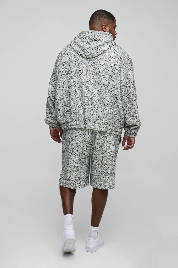 Plus Boucle Boxy Oversized Hoodie | Black | Size 2XL