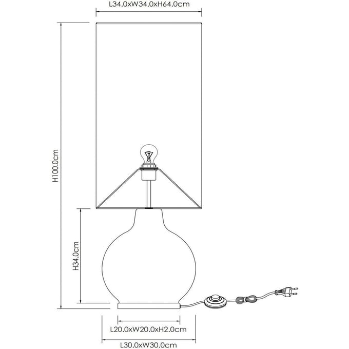 Lucide Vloerlamp Esterad, zwart, Ø 34 cm, hoogte 100 cm, glas