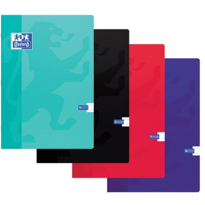 Schrift oxford school a4 ruit 10x10mm 72 pagina's 80gr assorti