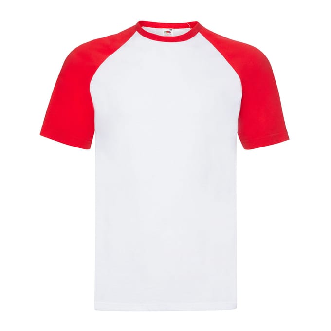 Fruit of the Loom Heren Valueweight Baseball T-shirt (Wit/rood)