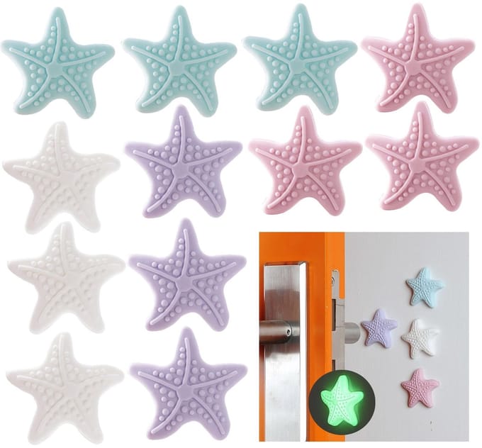 Set van 12 Luminous Deurstoppers met Handvat - Stervormige Silicone