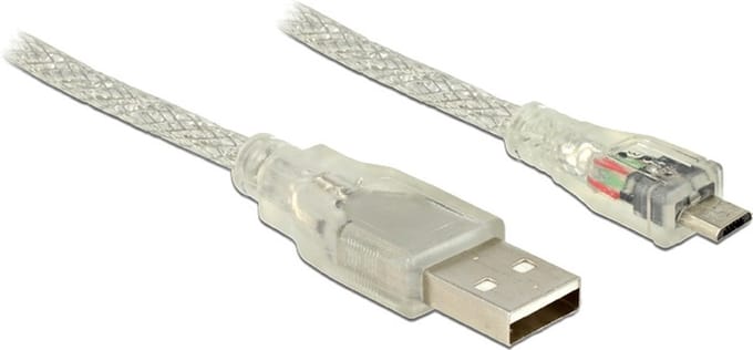 USB Micro B naar USB-A kabel - USB2.0 - tot 2A / transparant - 2 meter