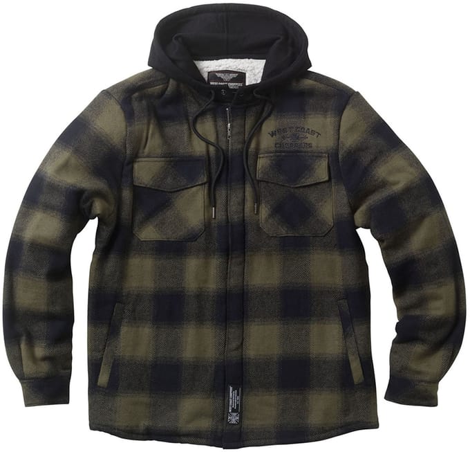 West Coast Choppers WCC HELL BENT FLANNEL JACKET - OLIVE/BLACK Heren Tussenseizoensjas - olijf/zwart - XL