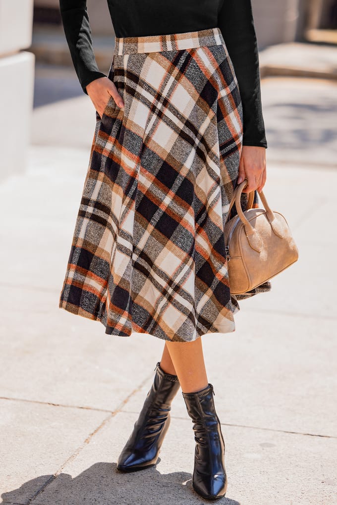 Primrose geruite midi-rok