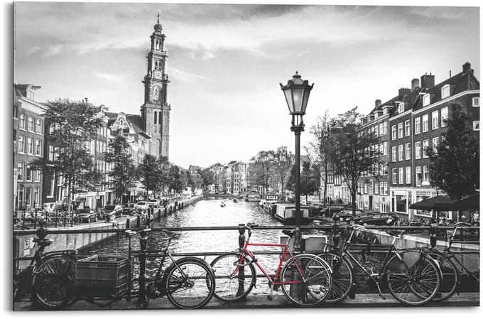 Schilderij Amsterdamse grachten - 60 x 90 - Hout - REINDERS