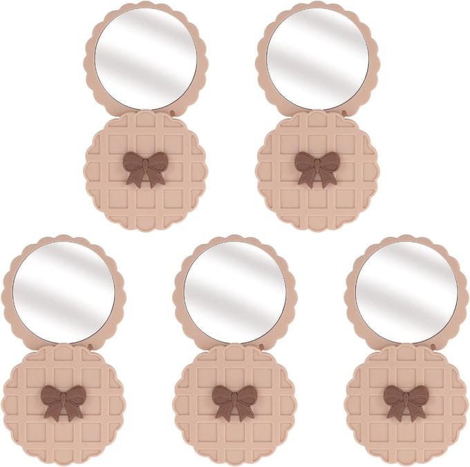Compacte Dubbele Spiegel - Make-up spiegel - Snelle Touch-ups - Wafeldesign Strikaccent - 5 Stuks - Beige