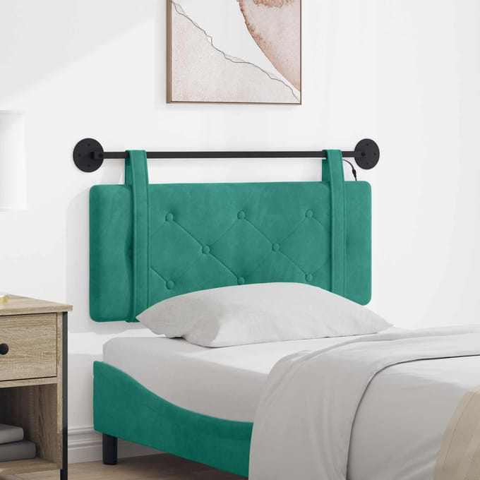 vidaXL - Hangend - hoofdbord - Met - LED-verlichting - Turquoise - Fluweel