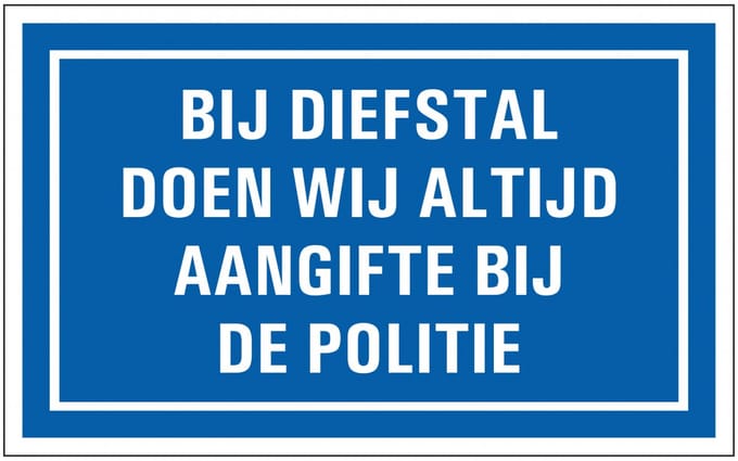 Aangifte bij politie sticker 200 x 125 mm