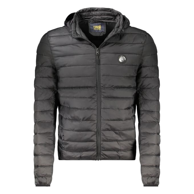 Cavalli Class Zwarte Polyester Heren Lichtgewicht Jas