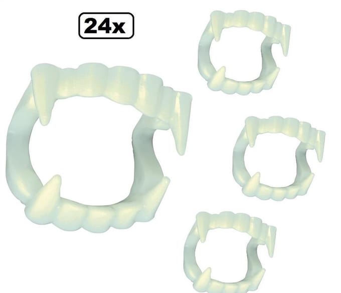 24x Vampier gebit Glow in the dark