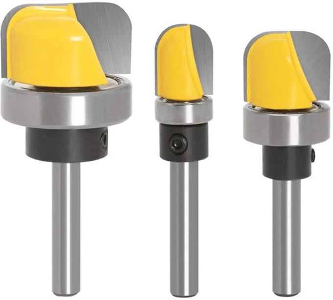 Allecto - Diepe Ronde Bodem Neus Router Bit - Houtbewerking - 3 Stuks