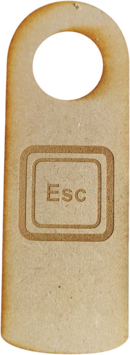 Djemzy - deur bordje - Deurhanger - enter - esc - dubbelzijdig - niet storen grappig - laser gegrafeerd hout - 6 mm mdf