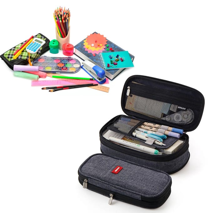 Etui Grijs Grote Capaciteit Metalen Rits Canvas Mesh Zak Grote Etui voor Studenten gray