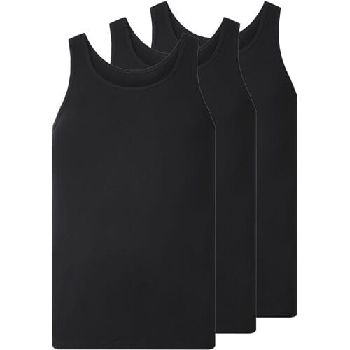 ESMARA MEN Set van 3 geribde heren hemden - Plus size (Zwart, 3XL)