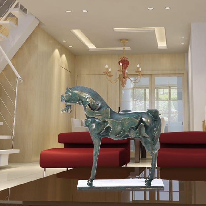 Surrealisme Paard Hars Sculptuur Woondecoratie Moderne Kunst Beeldje Tomfeel gray