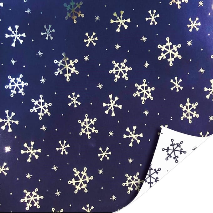 2 KLEINE rollen cadeaupapier - Metallic - Snowhearts Blue Silver - 30x200 cm