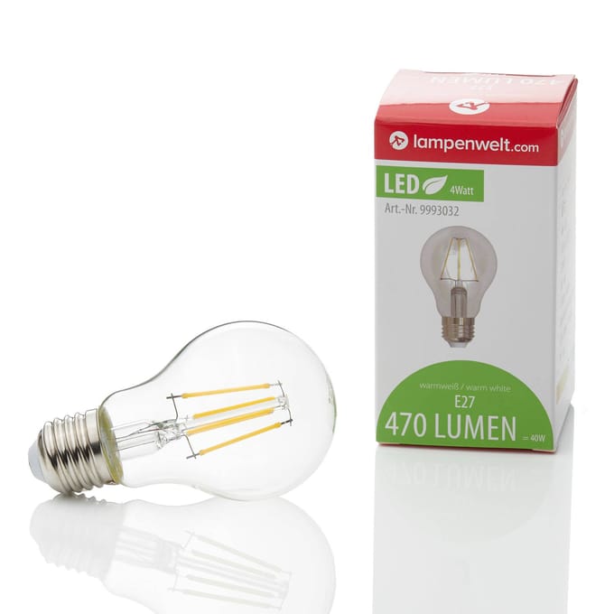 Lindby LED filament lamp, E27, 4 W, helder, 2700 K