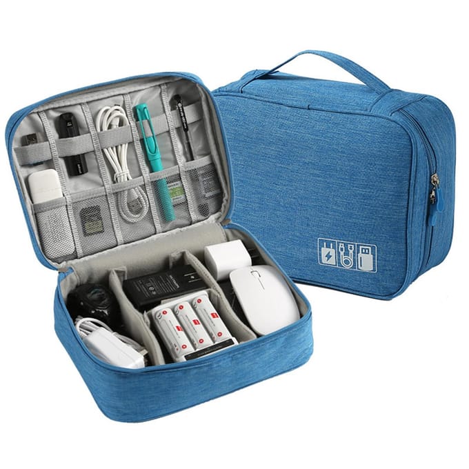 Kabel Opbergtas Waterdicht Digitale Elektronische Organizer Draagbare USB Datakabel Oplader Stekker Opbergtas Reis Kabel-tan gray