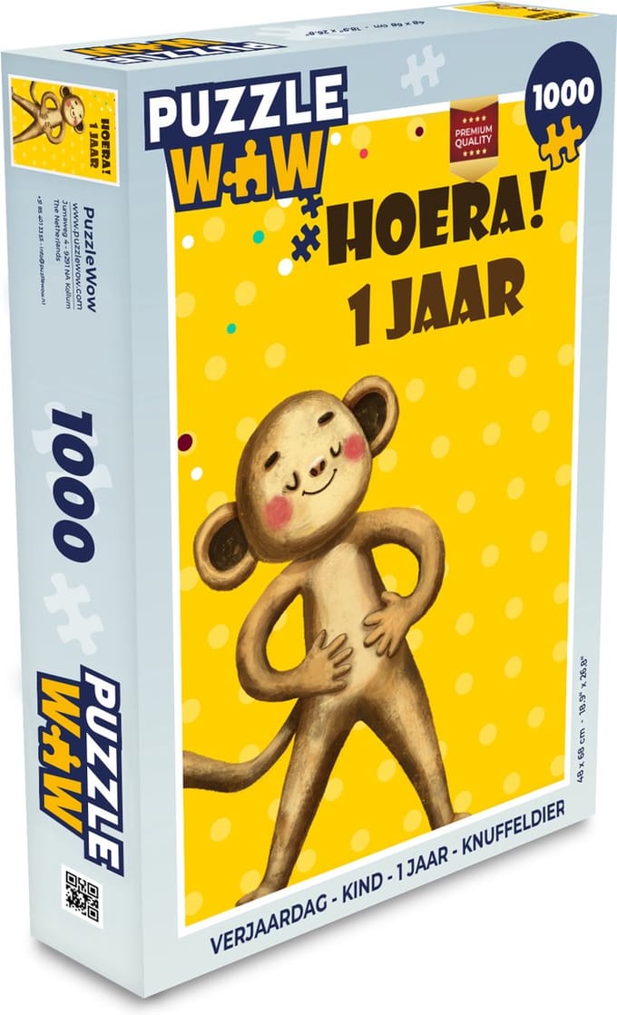 Puzzel Verjaardag - Kind - 1 jaar - Knuffeldier - Legpuzzel - Puzzel 1000 stukjes volwassenen