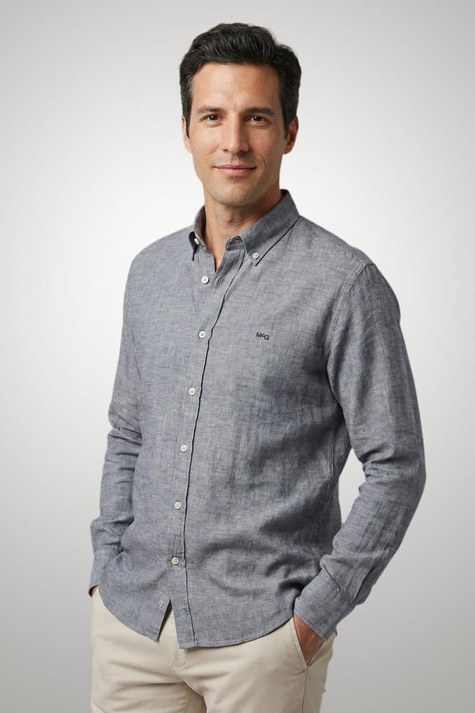 McGregor Cotton/linnen Shirt Navy Taglia: M | Camicie Casual Outlet | Uomo | Blu