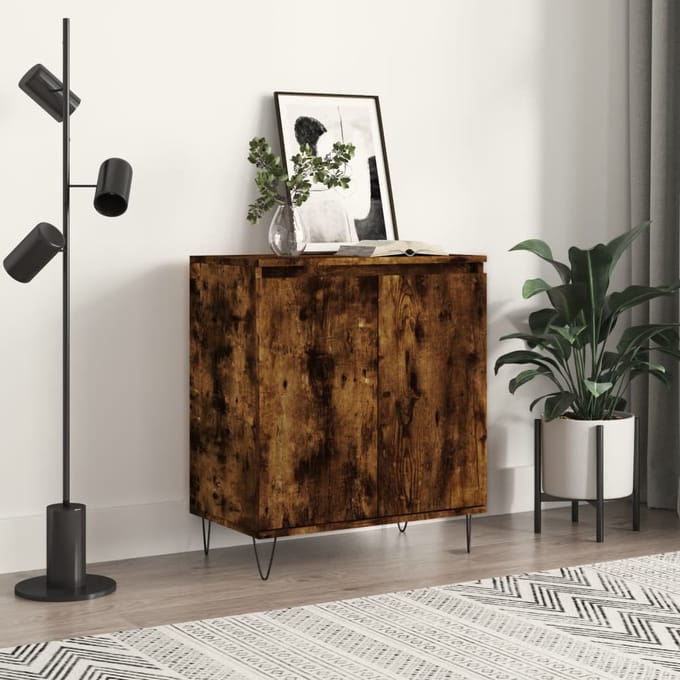 vidaXL - Dressoir - 60x35x70 - cm - bewerkt - hout - gerookt - eikenkleurig