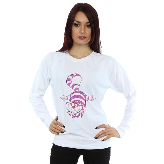 Disney Dames/Dames Alice In Wonderland Cheshire Cat Upside Down Sweatshirt (Wit)
