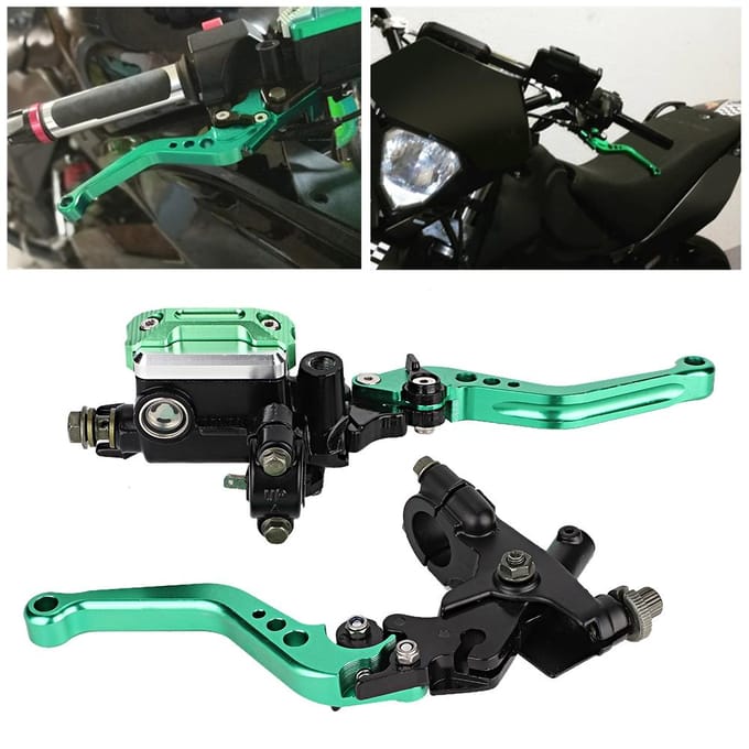 1 paire de maître-cylindres de frein et d'embrayage hydrauliques universels CNC pour moto black