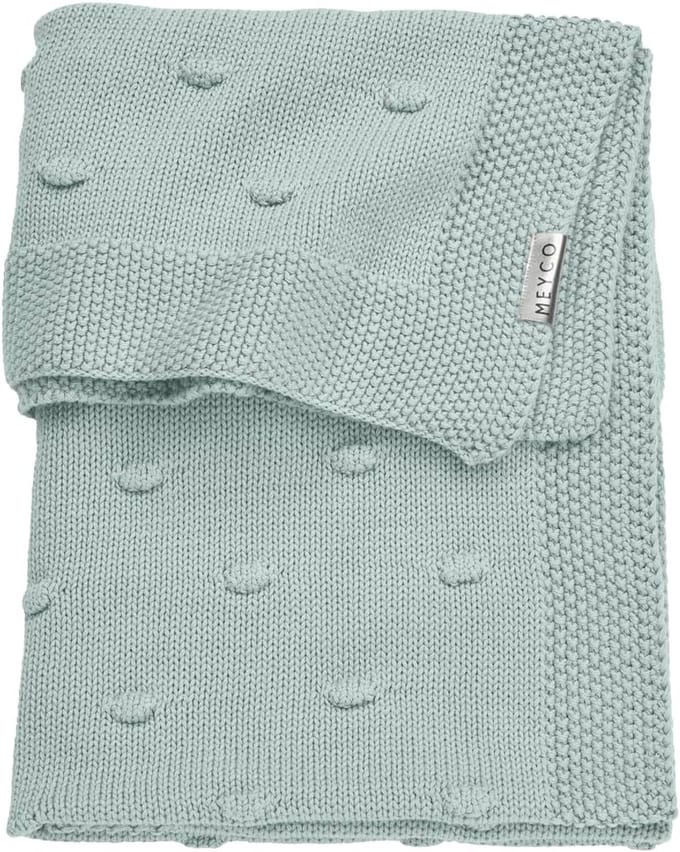Gebreide babydeken met knopen 75 x 100 cm - Steengroen
