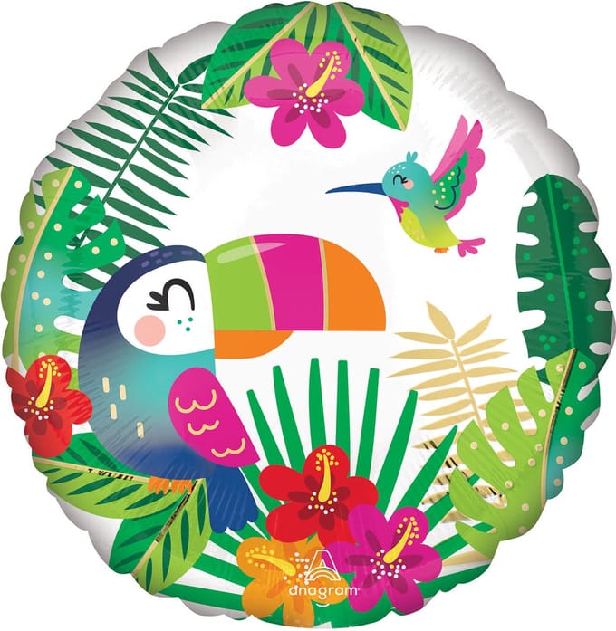Amscan Folieballon Tropical Paradise Rond Junior 43 Cm Wit/groen