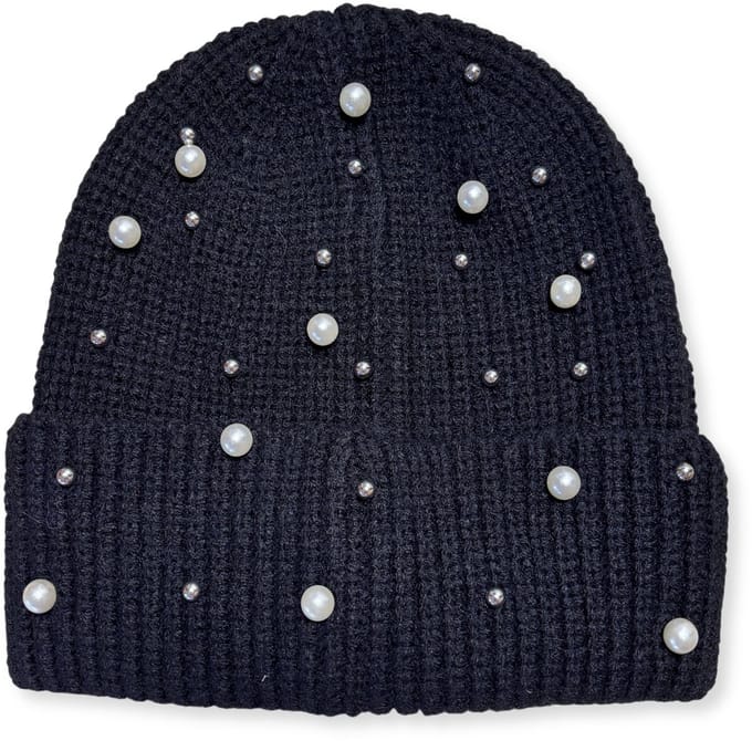 Beanie / Muts Stud Parel - Zwart | Polyacryl | One Size | Fashion Favorite