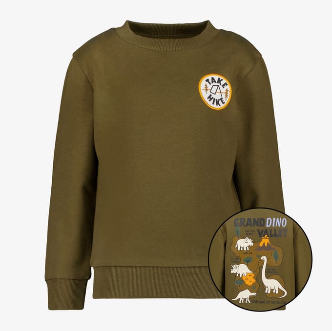 Unsigned jongens sweater met backprint groen - Maat 92