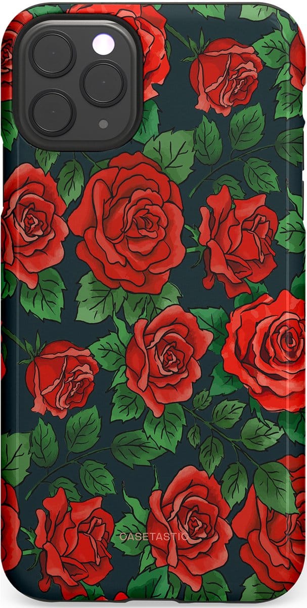 Casetastic hoesje geschikt voor Apple iPhone 11 Pro Max - Dubbellaagse bescherming - Rozen rood - Fashion Case - Bordeaux Donkergroen Donkergrijs Terracotta