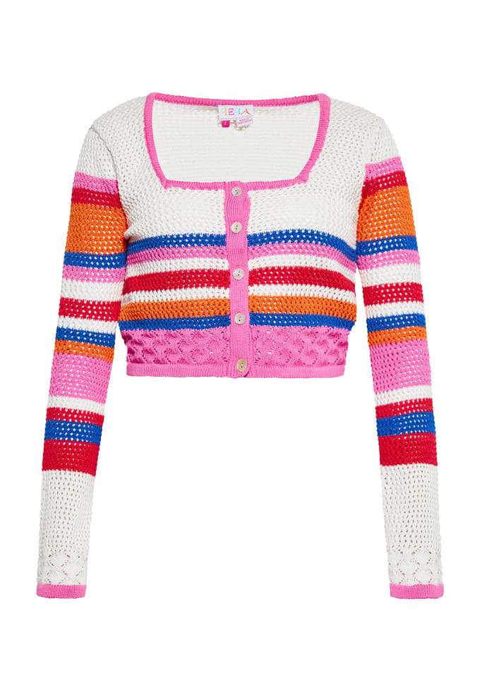 IZIA Vest Dames Wol Wit Veelkleurig