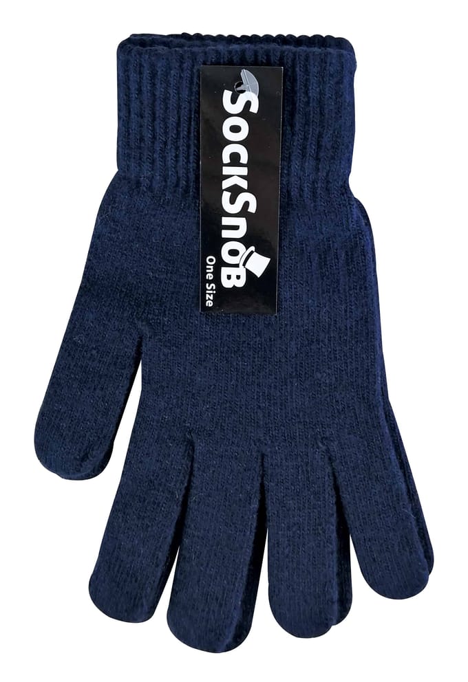 Dames gebreide thermo wolmix magische handschoenen - Marine