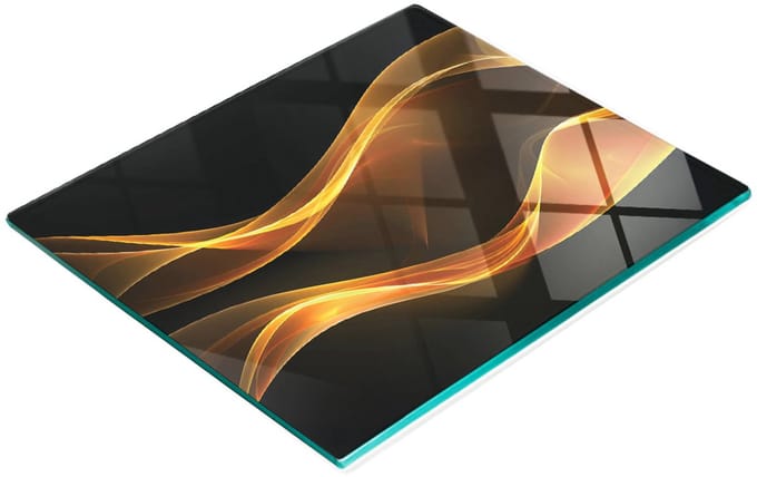 Glazen snijplank met abstracte gouden afbeeldingen, 60x52 cm