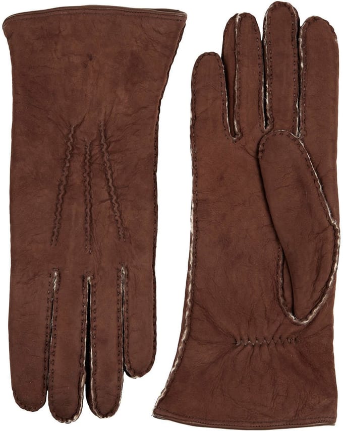 Laimböck Molde - Texelse curly lammy dames handschoenen Color: Havana, Size: 7
